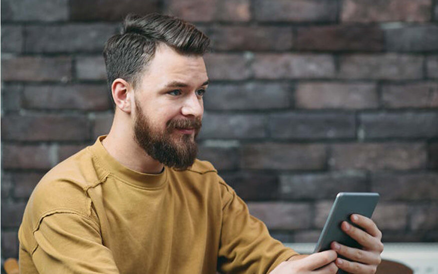 man with tablet